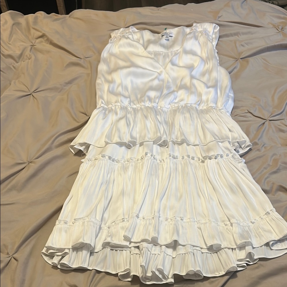 Current Air Cream Ruffled Tiered Formal Sundress